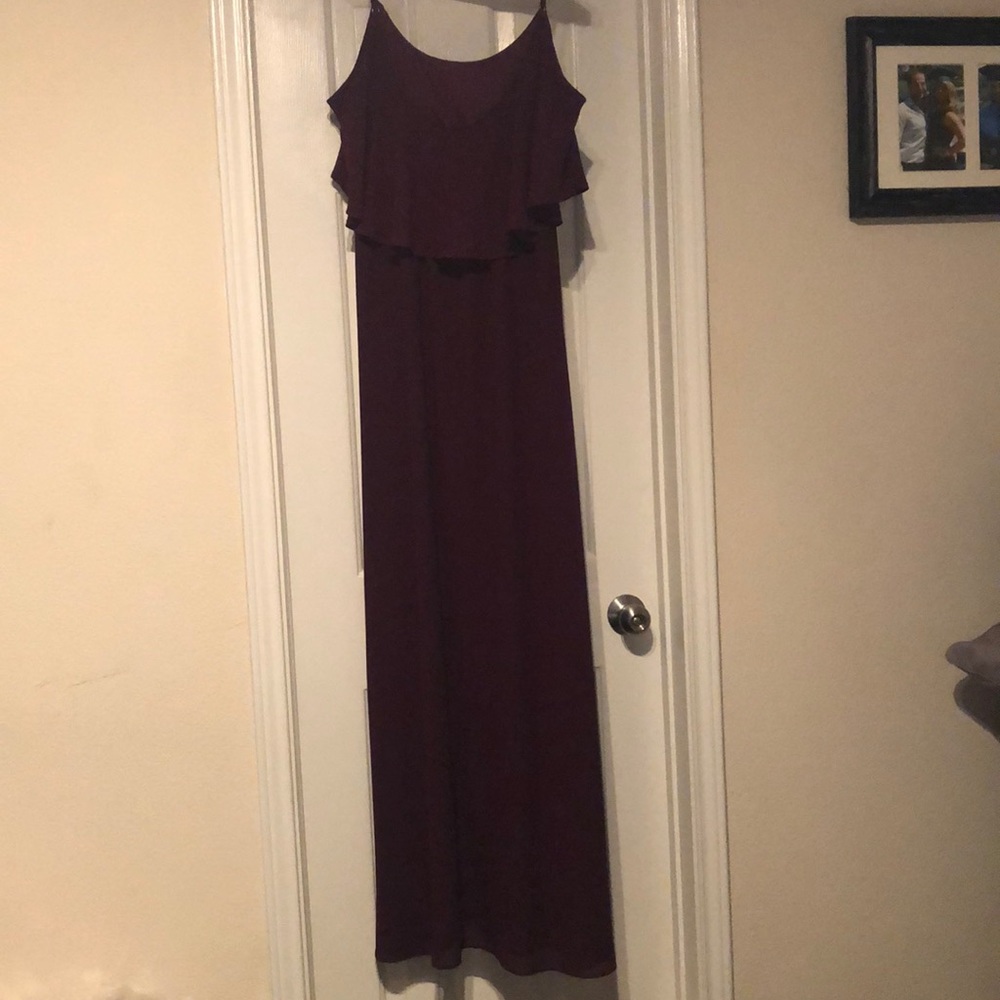 Caitlyn Ruffle Maxi - Bridesmaid Dress - Merlot